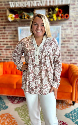 Paisley Floral Print Tunic Top