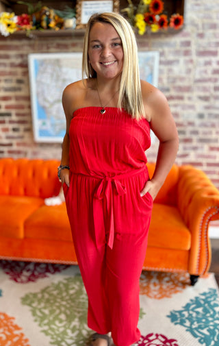 Sleeveless Tie Waist Jumpsuit