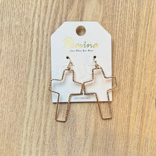 Thin Gold Wire Cross Outline Earrings