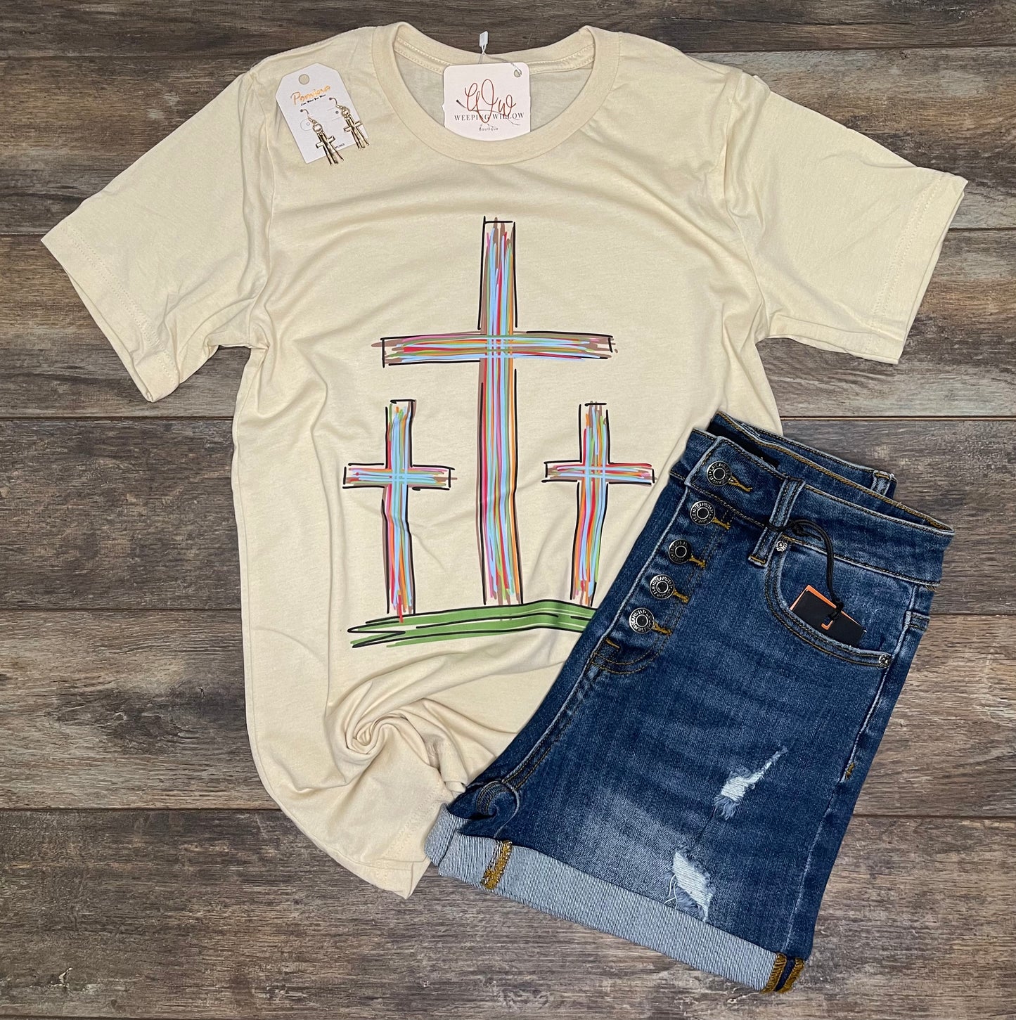 Color Brushed Cross T-shirt