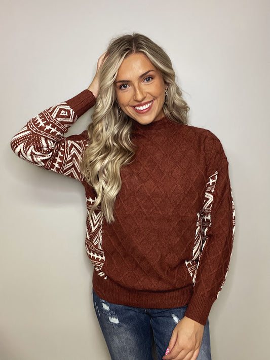 Cable Print Oversized Sweater
