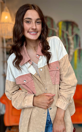 Color Block, Mineral Wash Jacket Top