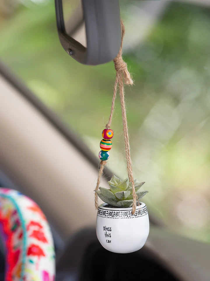 Natural Life Mini Hanging Faux Succulent Plant - Bless This Car