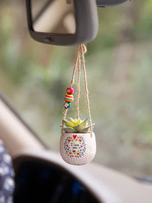 Natural Life Mini Hanging Faux Succulent Plant - I Love You
