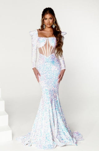 Portia & Scarlett, Iridescent Long Sleeve Formal