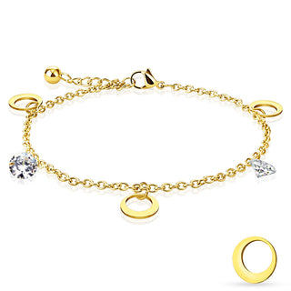 CZ Round Moon Anklet