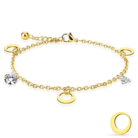 CZ Round Moon Anklet