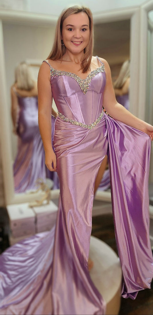 Portia & Scarlett, Lilac Satin AB Stone Formal