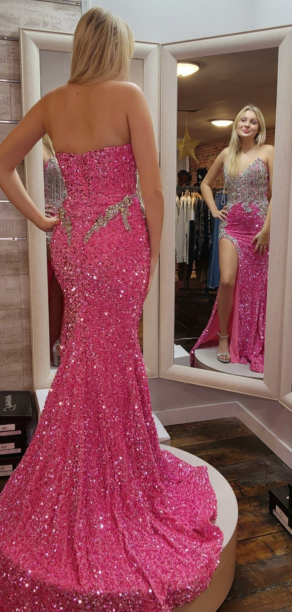 Portia & Scarlett, Pink Velvet Sequin Formal