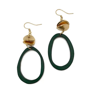 Omala Misty Greens Beads and Hoop Earrings