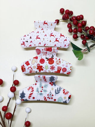 Christmas Print Hair Claw Clip