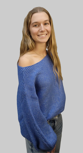 Spring Blue Wide Sleeve Sweater