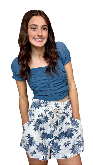 Tropical Drawstring Pocket Shorts