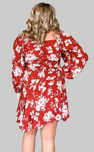 Crimson, Sweetheart Neckline Dress