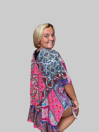 Multi Color/Print Kimono