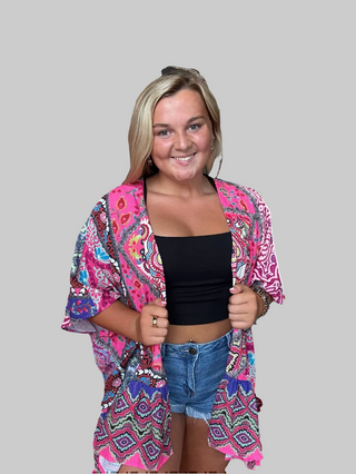 Multi Color/Print Kimono