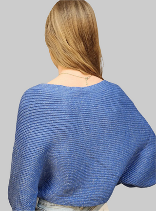 Spring Blue Wide Sleeve Sweater