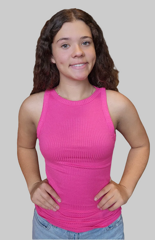 Soft Ribbed Crew Neck Tank Top