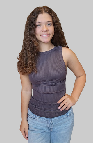 Soft Ribbed Crew Neck Tank Top