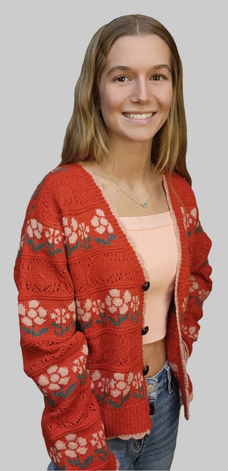 Cherry Red Flower Cardigan