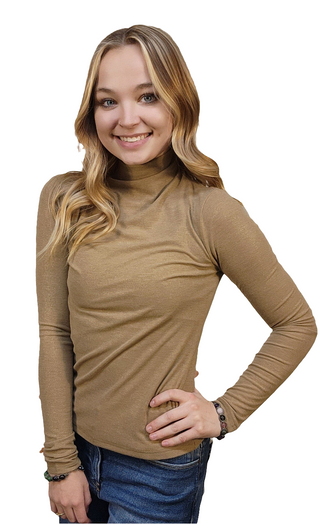 Mock Neck Top With Shimmer Detail