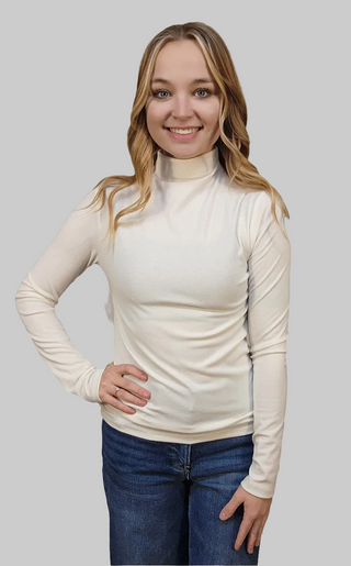Mock Neck Top With Shimmer Detail