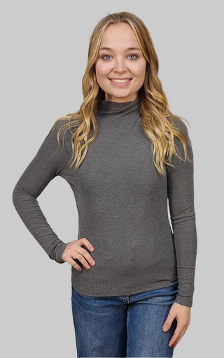 Mock Neck Top With Shimmer Detail