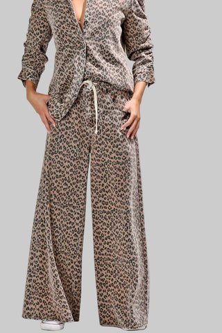 Mocha Leopard Wide Leg Pants