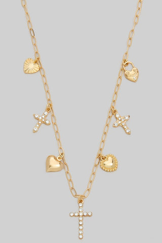 Gold Cross Charm Necklace
