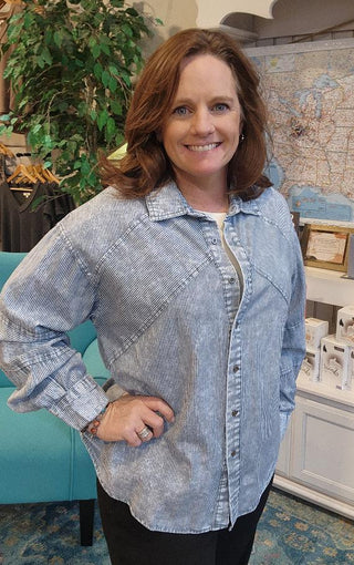 Oversized Indigo Stripe Top