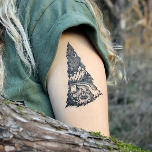 Nature Tats Mountain Camping Temporary Tattoo