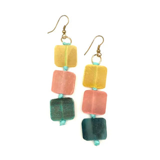 Omala Pleasing Pastels Earrings - Triple Squares