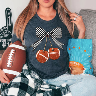 Checker Bow Football Cherries T-shirt