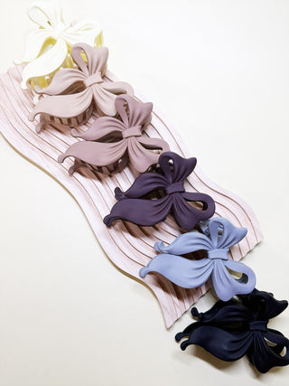 Matte Color Bow Hair Claw Clip