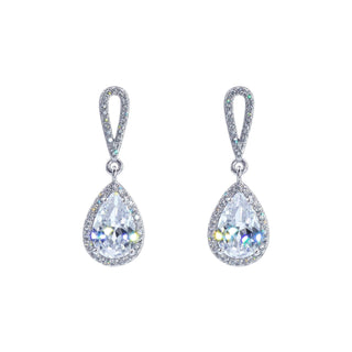 Hollow Pear Drop CZ Earrings