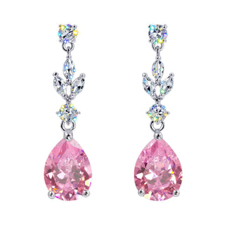 Elegant Teardrop CZ Light Rose Earrings