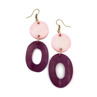 Omala Heliotrope Collection Earrings - Disc and Oval Beads
