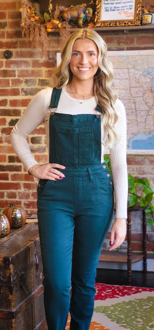 Judy Blue Teal Boyfriend Overalls