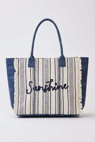 Vintage Sunshine Strip Fringe Beach Tote Bag