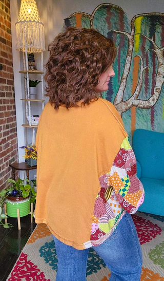 Boho, Tangerine Patchwork Top