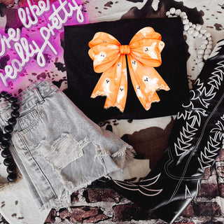 Orange Boo Bow Graphic Tee