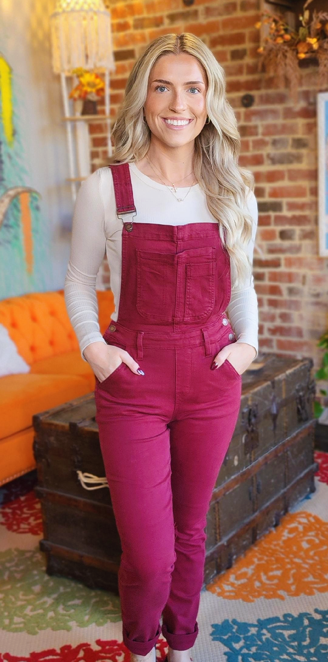 Judy Blue Maroon Boyfriend Overalls