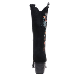 Black Suede Flower High Boots