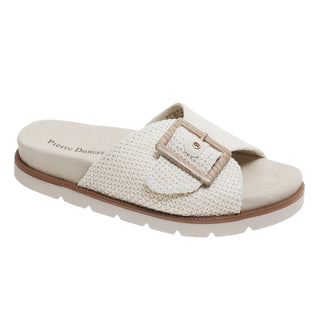 Cream Tweed Buckle Sandal