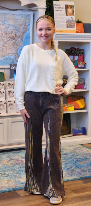 Corduroy Vintage Wash Wide Leg Pants