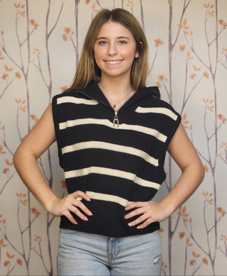 Striped Sleeveless Sweater Pullover
