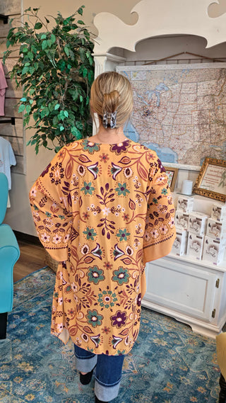 Mustard Floral Kimono