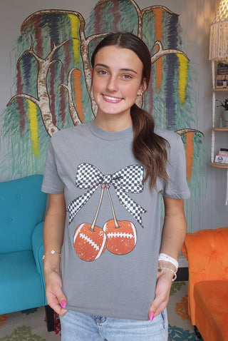 Cherry Bow Football T-shirt