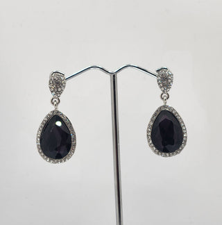 Black Silver Teardrop Earring