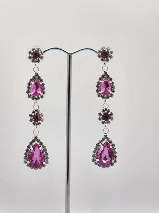 Silver Pink Dangle Earring